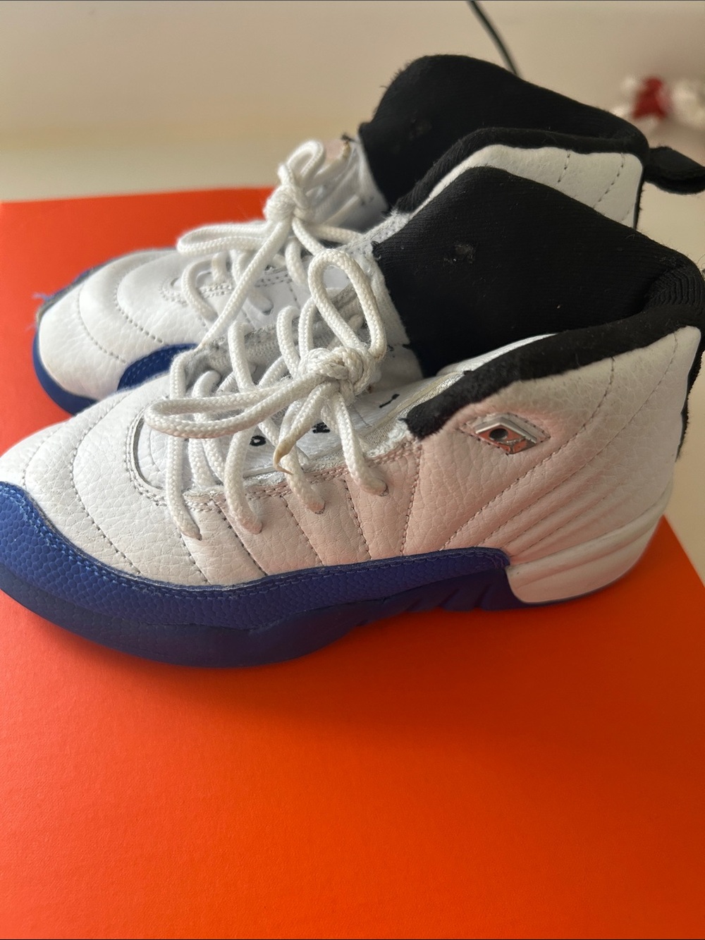 Jordan Kids White and Royal Blue High-Top Sneakers